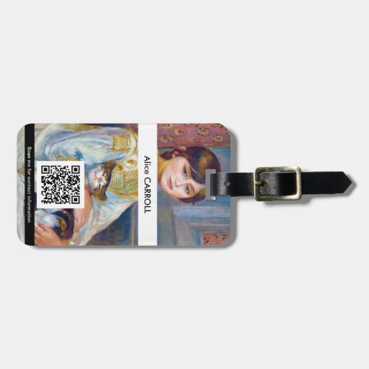 Pierre-Auguste Renoir - Kind met Kat - QR-code Bagagelabel (Voorkant horizontaal)
