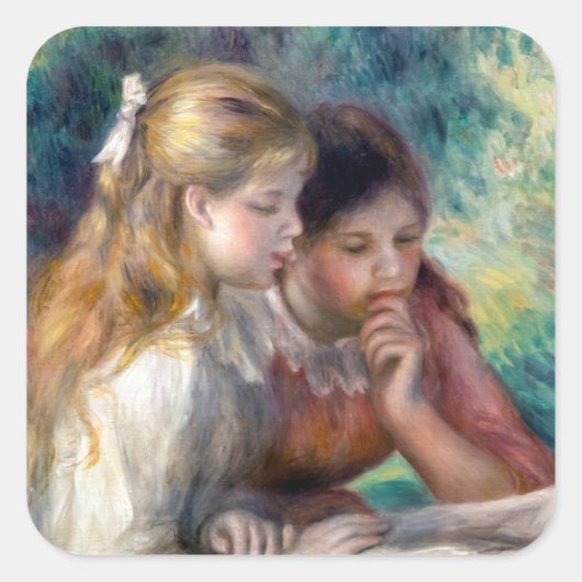 Pierre-Auguste Renoir - Lezing Vierkante Sticker (Voorkant)