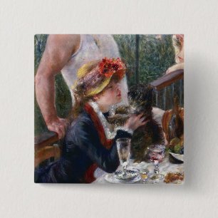 Pierre-Auguste Renoir - Luncheon van de roeipartij Vierkante Button 5,1 Cm