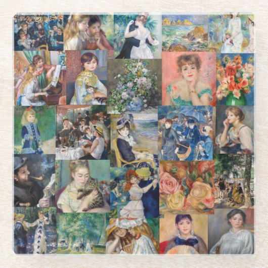 Pierre-Auguste Renoir - Masterstuks Patchwork Glazen Onderzetter (Voorkant)