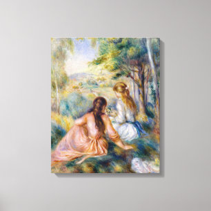Pierre-Auguste Renoir - Op het weiland Canvas Afdruk