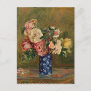 Pierre Auguste Renoir Pink Blue Bouquet van Rozen Briefkaart