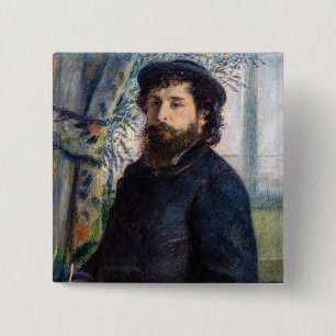 Pierre Auguste Renoir - Portret van Claude Monet Vierkante Button 5,1 Cm