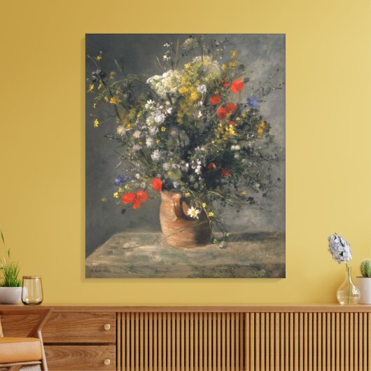 Pierre Auguste Renoir schilderen, bloemen in een v Canvas Afdruk (Insitu (Woonkamer))