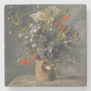 Pierre Auguste Renoir schilderen, bloemen in een v Stenen Onderzetter