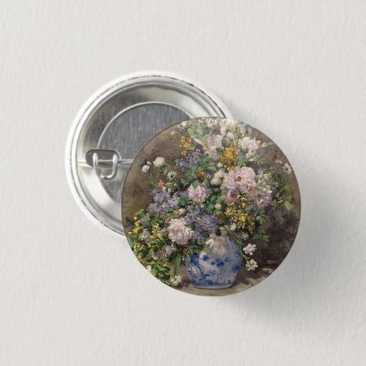 Pierre-Auguste Renoir Spring Bouquet Ronde Button 3,2 Cm (Voorkant /achterkant)