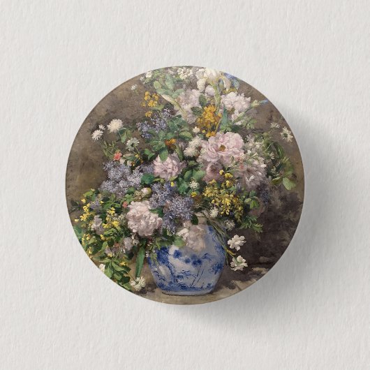 Pierre-Auguste Renoir Spring Bouquet Ronde Button 3,2 Cm (Voorkant)