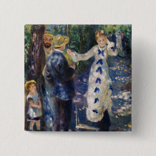 Pierre-Auguste Renoir - The Swing Vierkante Button 5,1 Cm (Voorkant)