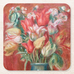 Pierre-Auguste Renoir - Tulip Bouquet Vierkante Kartonnen Onderzetter