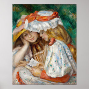 Pierre-Auguste Renoir - Twee meisjes lezend Poster