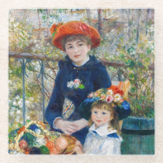 Pierre-Auguste Renoir - Twee zussen op de Terrace Glazen Onderzetter (Voorkant)