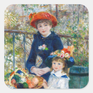 Pierre-Auguste Renoir - Twee zussen op de Terrace Vierkante Sticker