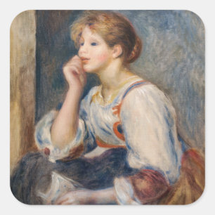 Pierre-Auguste Renoir - Vrouw met een brief Vierkante Sticker