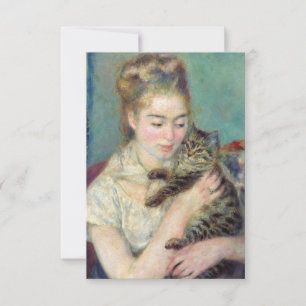 Pierre-Auguste Renoir - Vrouw met een kat Bedankkaart