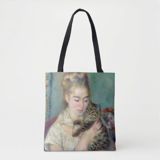 Pierre-Auguste Renoir - Vrouw met een kat Draagtas (Voorkant)