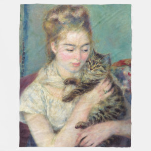 Pierre-Auguste Renoir - Vrouw met een kat Fleece Deken