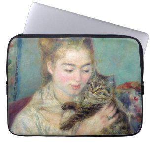 Pierre-Auguste Renoir - Vrouw met een kat Laptop Sleeve