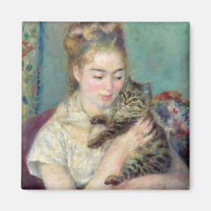 Pierre-Auguste Renoir - Vrouw met een kat Magneet