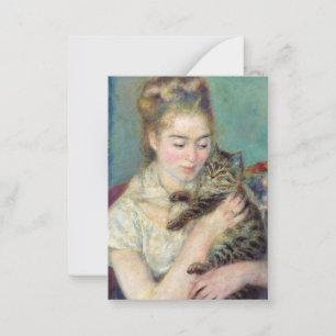 Pierre-Auguste Renoir - Vrouw met een kat Notitiekaartje