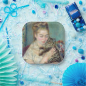 Pierre-Auguste Renoir - Vrouw met een kat Papieren Bordje (Feest)
