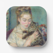 Pierre-Auguste Renoir - Vrouw met een kat Papieren Bordje (Voorkant)