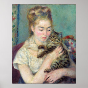 Pierre-Auguste Renoir - Vrouw met een kat Poster