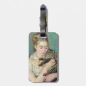 Pierre-Auguste Renoir - Vrouw met een kat - QR Cod Bagagelabel (Achterkant verticaal)
