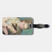 Pierre-Auguste Renoir - Vrouw met een kat - QR Cod Bagagelabel (Achterkant horizontaal)