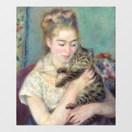 Pierre-Auguste Renoir - Vrouw met een kat Raamsticker (Vel)