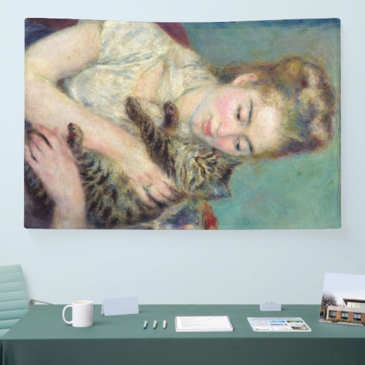 Pierre-Auguste Renoir - Vrouw met een kat Spandoek (Beurs)