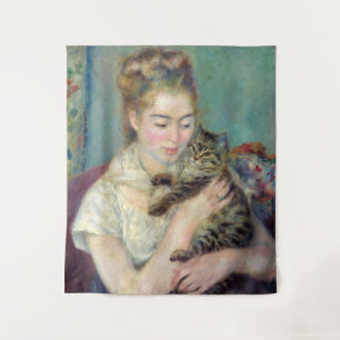 Pierre-Auguste Renoir - Vrouw met een kat Wandkleed