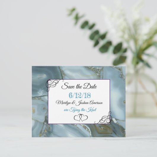 Pierre bleue marbrée Enregistrer la date Carte pos (Debout devant)