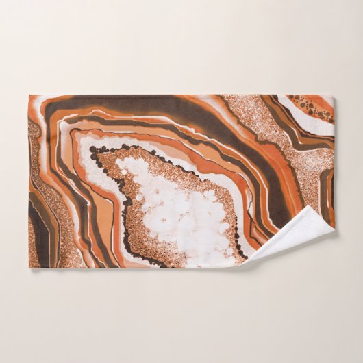 Pierre carnelienne orangée marbrée Abstraite moder (Serviette à main)