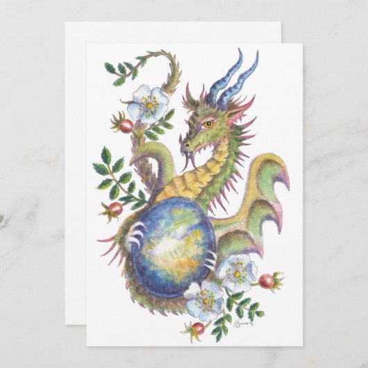 Pierre de la lune et dragon rose - carte vierge (Devant / Derrière)