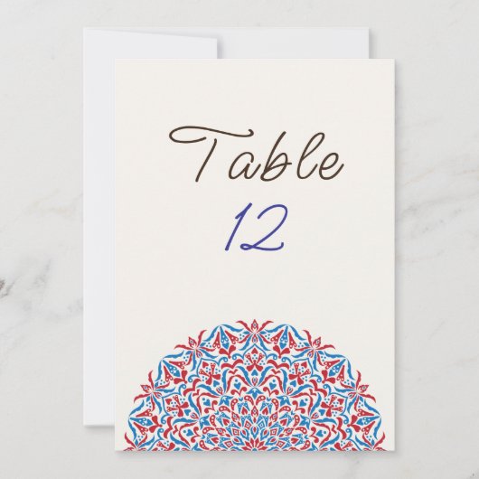 Pierre de marbre corail Mandala numéro de table de (Devant)
