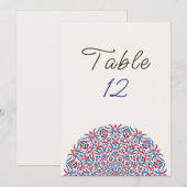 Pierre de marbre corail Mandala numéro de table de (Devant / Derrière)