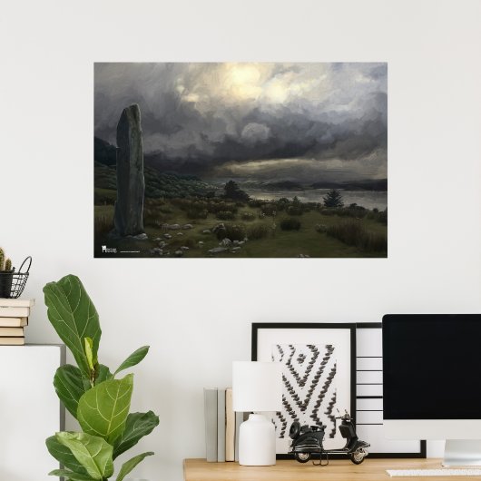 Pierre debout près d'Oban en Ecosse - affiche (Bureau à domicile)