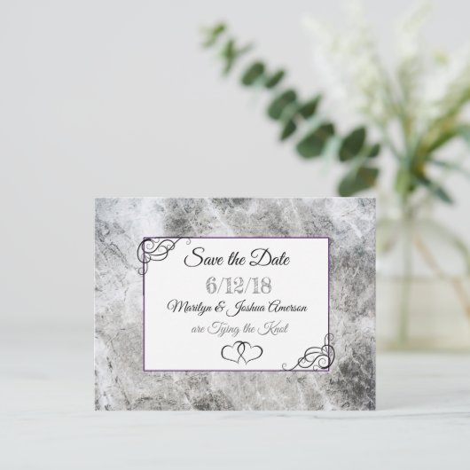 Pierre marbrée Enregistrer la date Carte postale (Debout devant)