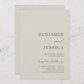 Pierre neutre minimaliste faire-part de mariage (Devant / Derrière)