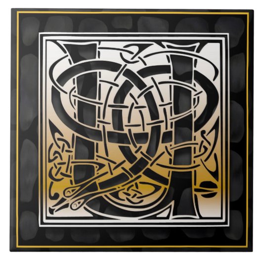 Pierre noire celtique U Monogramme Carreau initial (Devant)