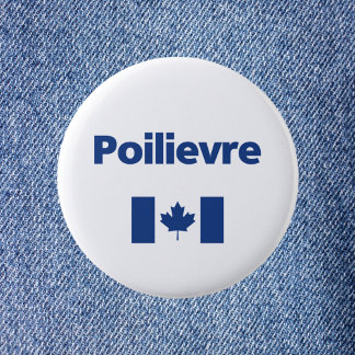 Pierre Poilievre Blauwe Canadese Vlag Kleur Ronde Button 5,7 Cm
