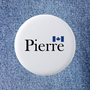 Pierre Poilievre met officiële vlag van Canada Ronde Button 5,7 Cm