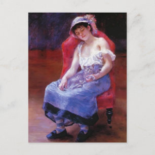 Pierre Renoir-Sleeping Girl (Meisje met een kat) Briefkaart