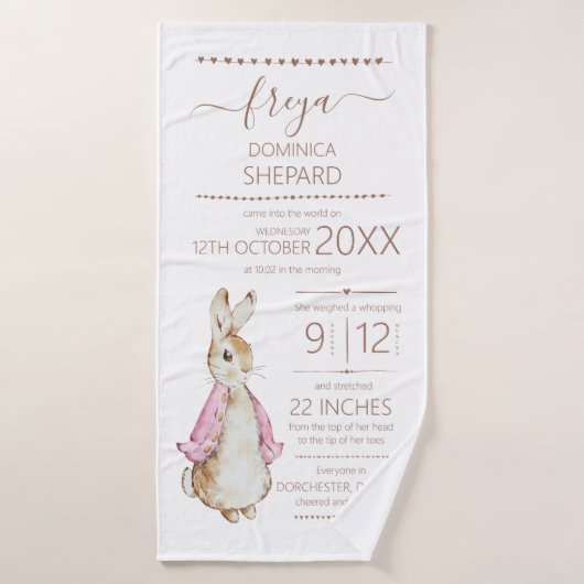 Pierre rose et lapin (Serviette de bain)