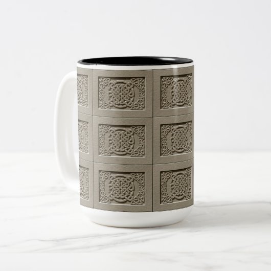 Pierre sculptée Noeuds celtiques Motif carrelé Mug (Devant gauche)