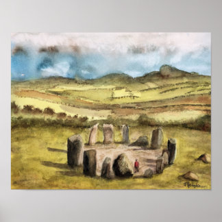 Pierres anciennes, Irlande, Aquarelle, poster