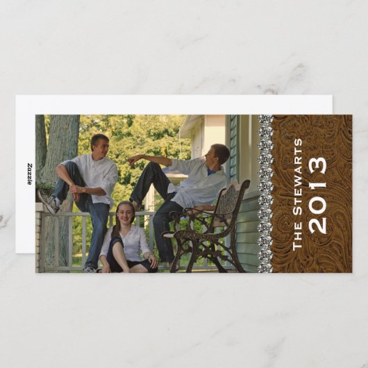 Pierres en cuir Brown Carte photo horizontal (Devant / Derrière)