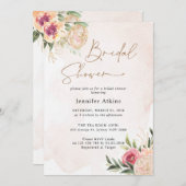 Pierres et fleurs d'or Invitation à la douche nupt (Devant / Derrière)