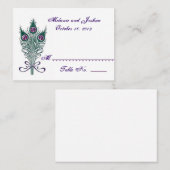 Pierres Peacock Table Place Carte Mariage (Devant / Derrière)