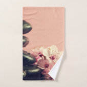 Pierres Zen Noires Fleurs (Serviette à main)